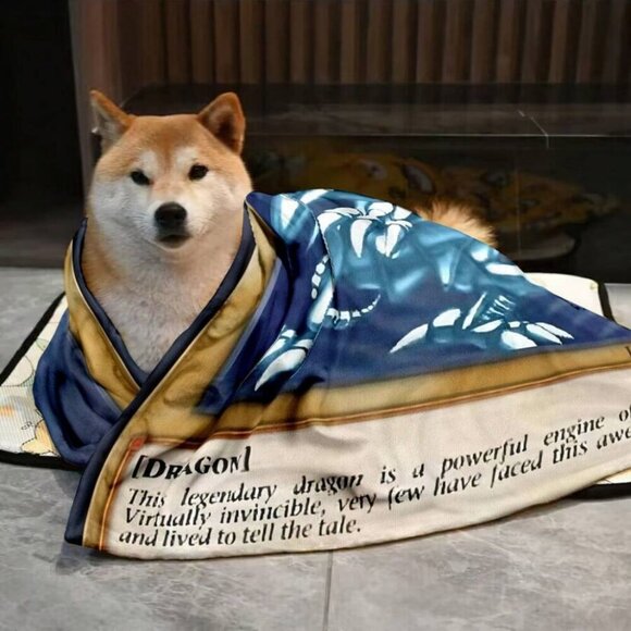 1pc Blue-Eyes White Dragon Anime Throw Blanket Soft Plush Vintage Style - Picture 4 of 12